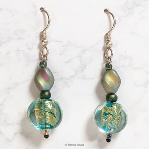 New - EA41 -Earrings - Venetian foil lined and Czech glass beads - one of a kind
